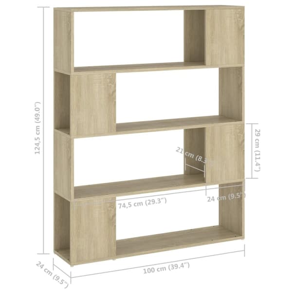 vidaXL bogskab/rumdeler 100x24x124 cm spånplade sonoma-eg