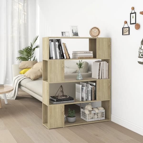 vidaXL bogskab/rumdeler 100x24x124 cm spånplade sonoma-eg