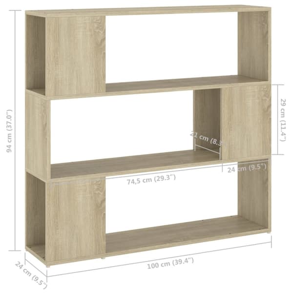 vidaXL Bokhylla Rumsavdelare sonoma-ek 100x24x94 cm
