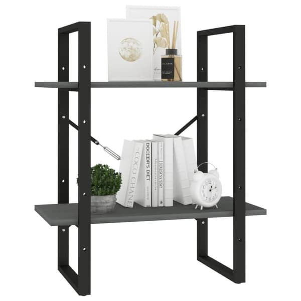 vidaXL bogreol med 2 hylder 60x30x70 cm massivt fyrretræ grå