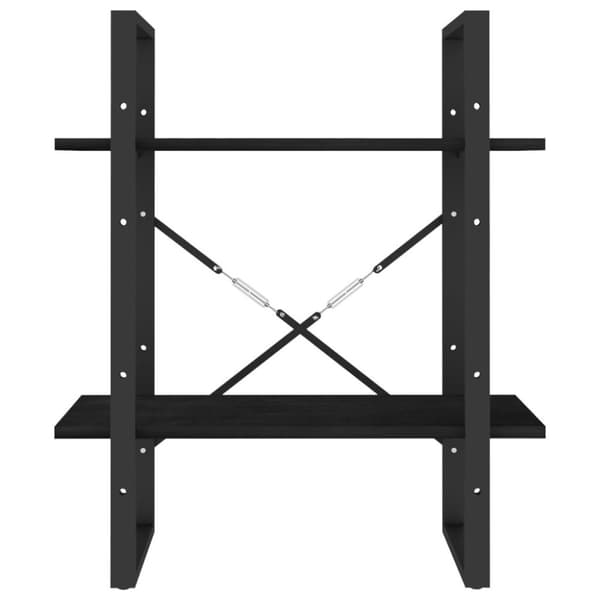 vidaXL bogreol med 2 hylder 60x30x70 cm massivt fyrretræ sort