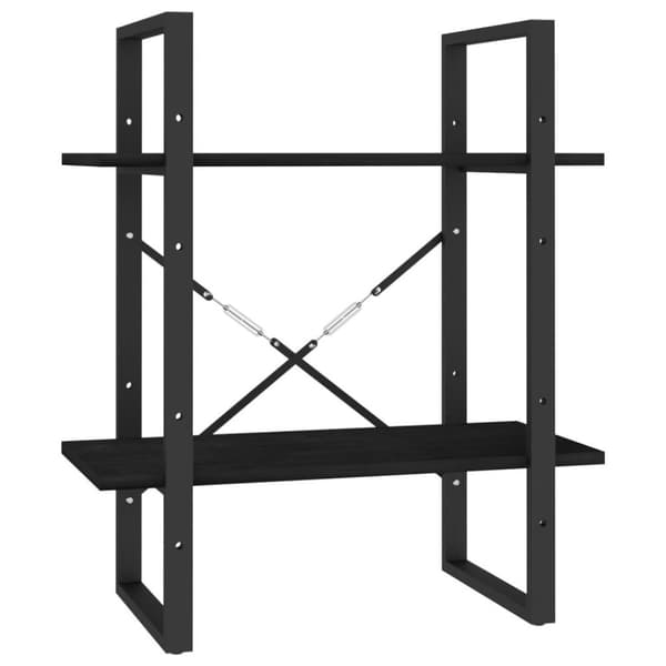 vidaXL bogreol med 2 hylder 60x30x70 cm massivt fyrretræ sort