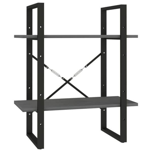 vidaXL Bokhylla 2 hyllplan grå 60x30x70 cm massiv furu