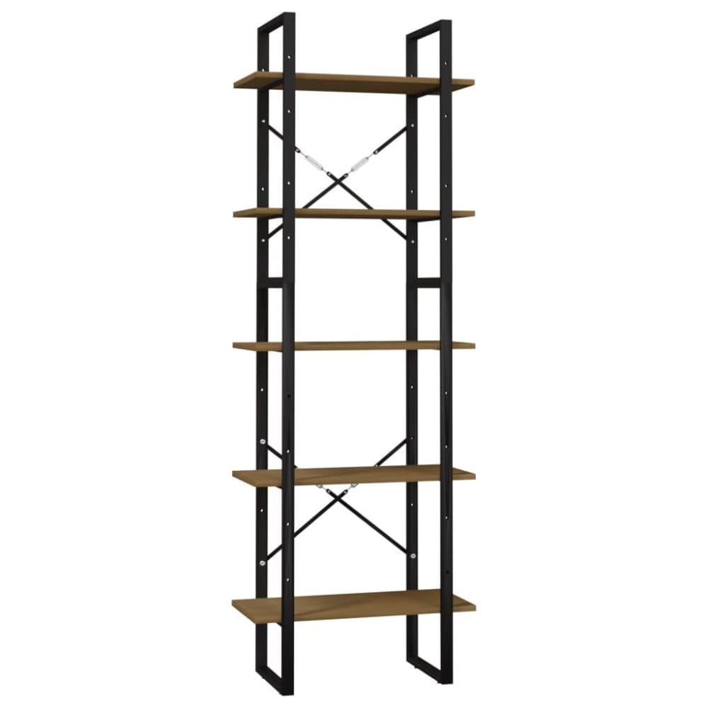 vidaXL Bokhylla med 5 hyllplan brun 60x30x175 cm furu