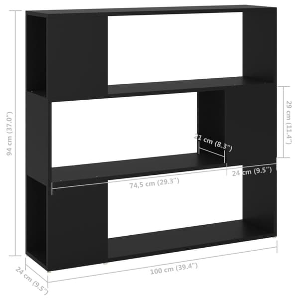 vidaXL bogskab/rumdeler 100x24x94 cm spånplade sort