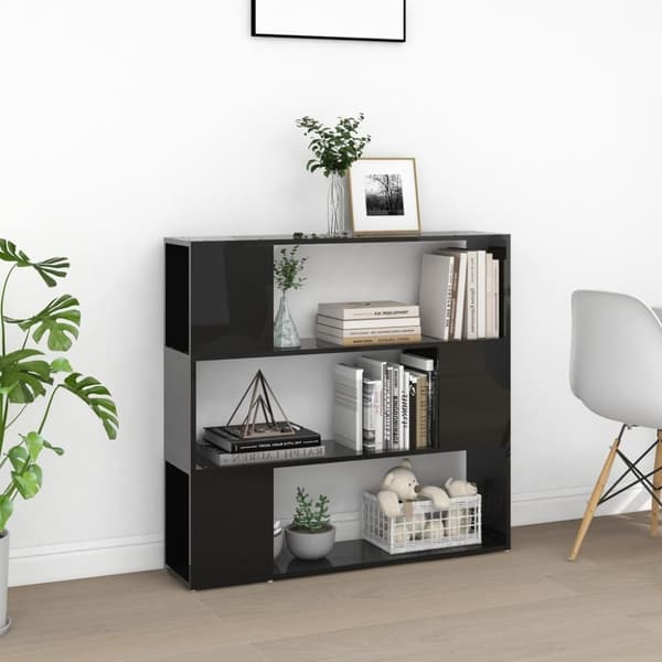 vidaXL bogskab/rumdeler 100x24x94 cm spånplade sort højglans