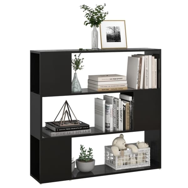 vidaXL bogskab/rumdeler 100x24x94 cm spånplade sort højglans