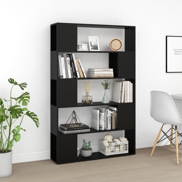 vidaXL Bokhylla Rumsavdelare svart 100x24x155 cm spånskiva