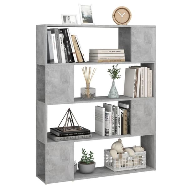 vidaXL bogskab/rumdeler 100x24x124 cm spånplade betongrå