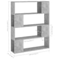 Miniatyrbillede 6 af 8: vidaXL bogskab/rumdeler 100x24x124 cm spånplade betongrå