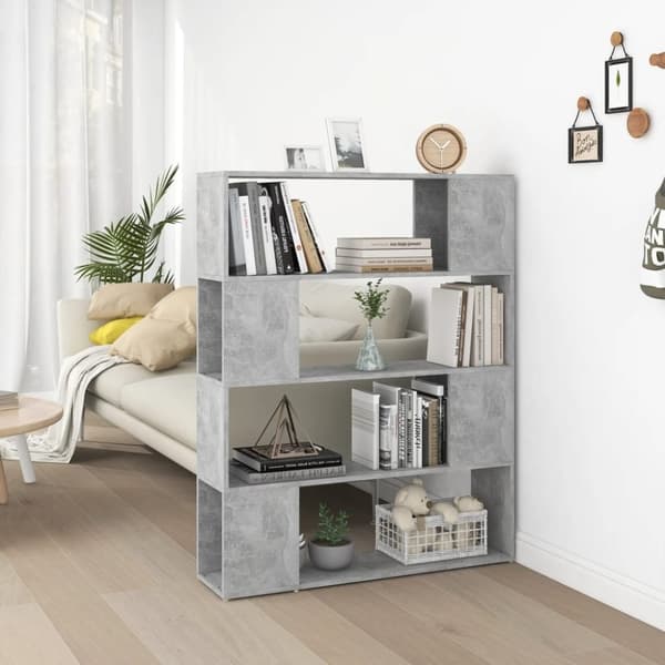 vidaXL bogskab/rumdeler 100x24x124 cm spånplade betongrå