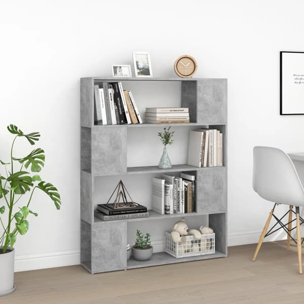 vidaXL bogskab/rumdeler 100x24x124 cm spånplade betongrå