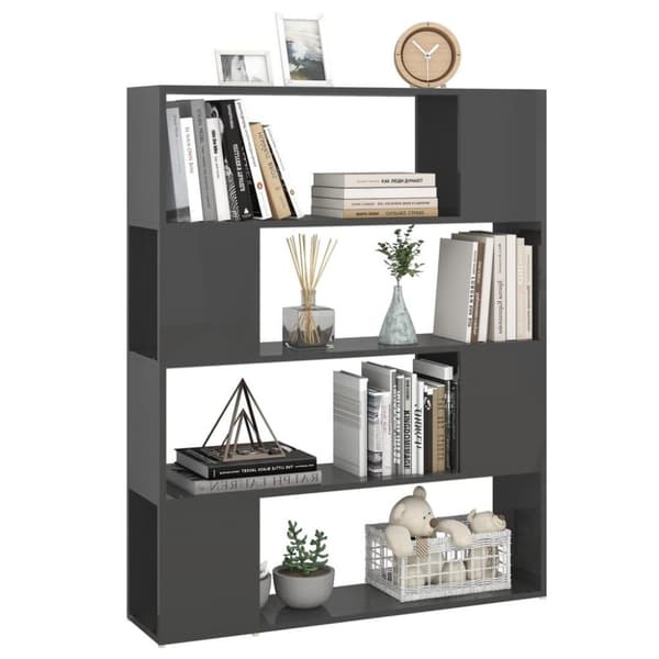 vidaXL bogskab/rumdeler 100x24x124 cm spånplade grå højglans