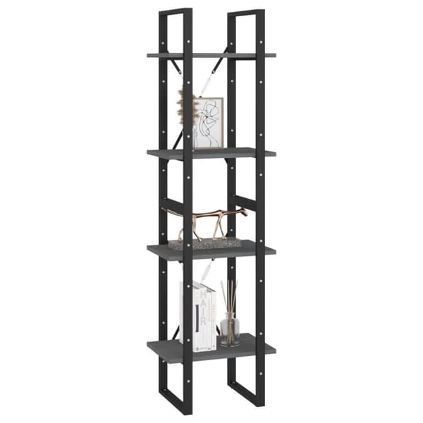 vidaXL bogreol med 4 hylder 40x30x140 cm massivt fyrretræ grå