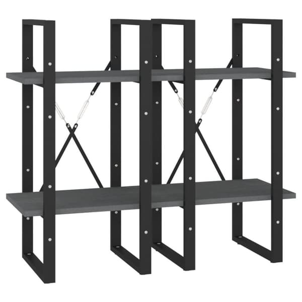 vidaXL Bokhylla 4 hyllplan grå 40x30x140 cm massiv furu
