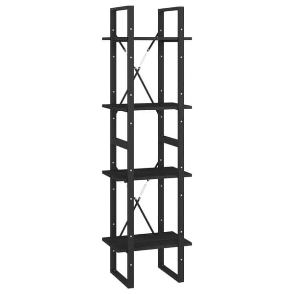 vidaXL bogreol med 4 hylder 40x30x140 cm massivt fyrretræ sort