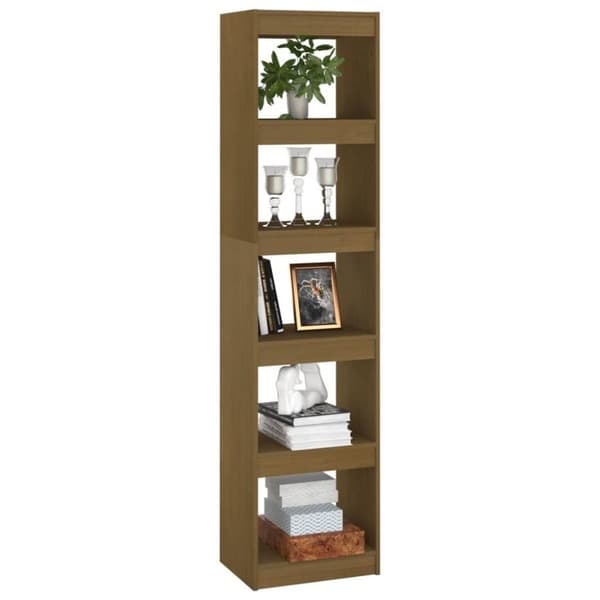 vidaXL bogreol/rumdeler 40x30x167,5 cm massivt fyrretræ gyldenbrun