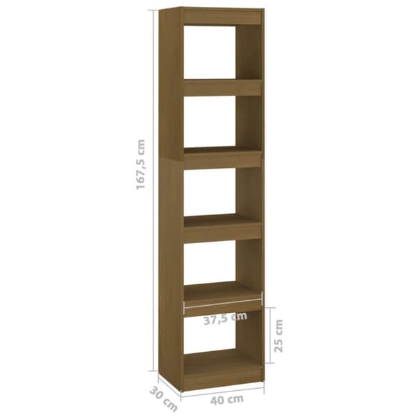 vidaXL bogreol/rumdeler 40x30x167,5 cm massivt fyrretræ gyldenbrun