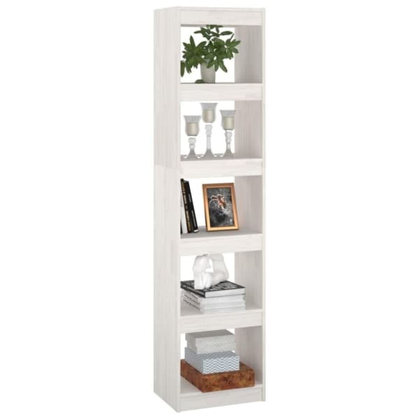 vidaXL Bokhylle/romdeler 40x30x167,5 cm hvit heltre furu