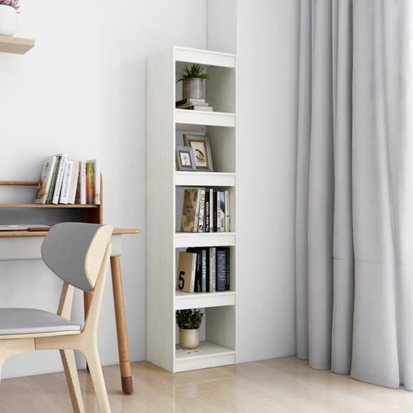 vidaXL Bokhylle/romdeler 40x30x167,5 cm hvit heltre furu
