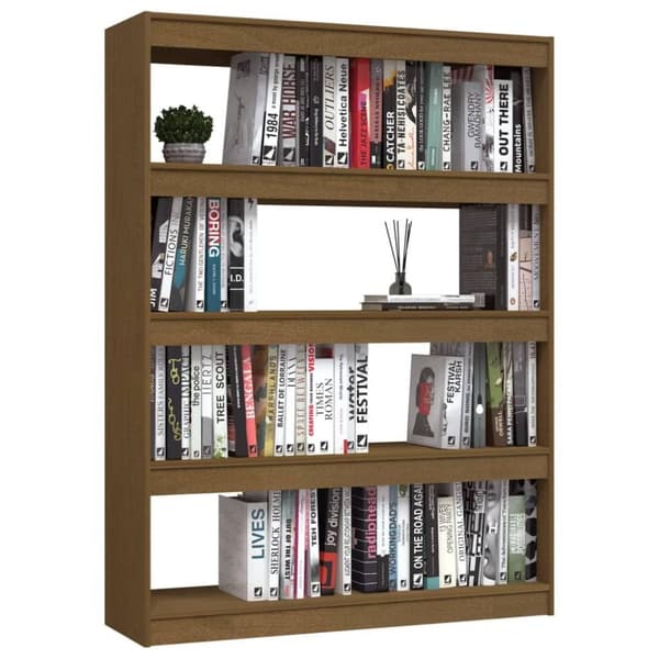 vidaXL Bokhylla/Rumsavdelare honungsbrun 100x30x135,5 cm furu