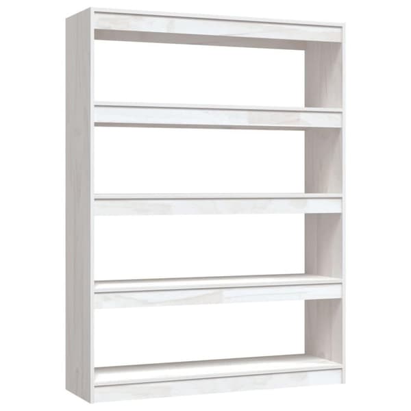 vidaXL bogskab/rumdeler 100x30x135,5 cm massivt fyrretræ hvid