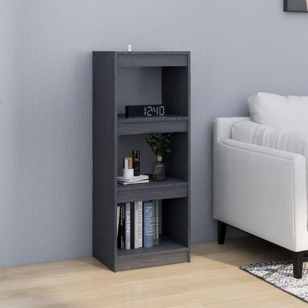vidaXL bogskab/rumdeler 40x30x103,5 cm massivt fyrretræ grå
