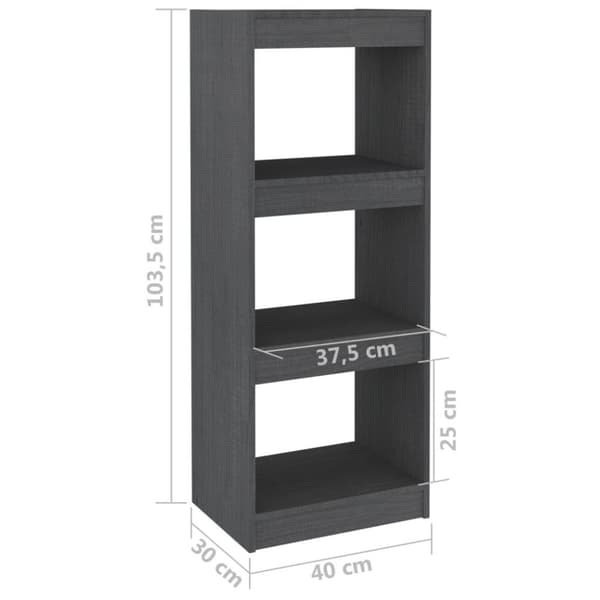 vidaXL bogskab/rumdeler 40x30x103,5 cm massivt fyrretræ grå