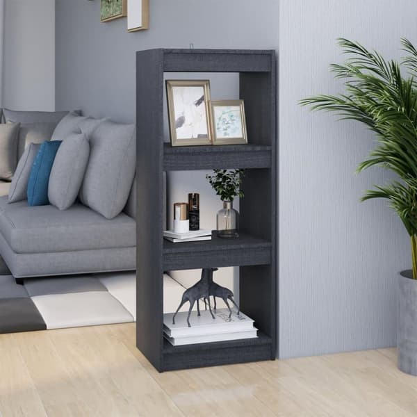vidaXL bogskab/rumdeler 40x30x103,5 cm massivt fyrretræ grå