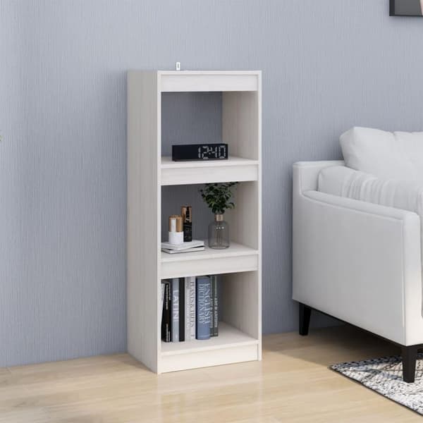vidaXL bogskab/rumdeler 40x30x103,5 cm massivt fyrretræ hvid