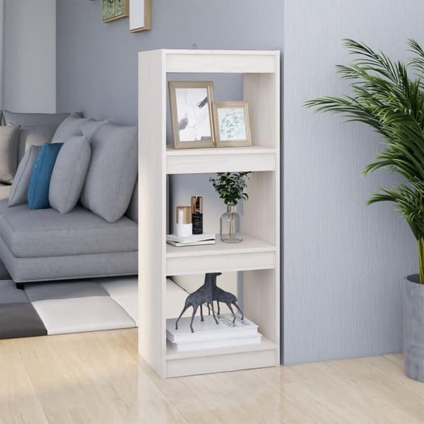 vidaXL bogskab/rumdeler 40x30x103,5 cm massivt fyrretræ hvid