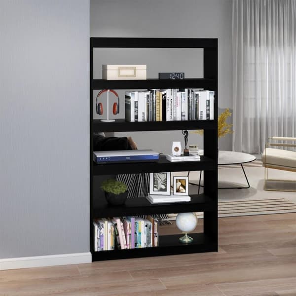 vidaXL bogreol/rumdeler 100x30x167,5 cm massivt fyrretræ sort