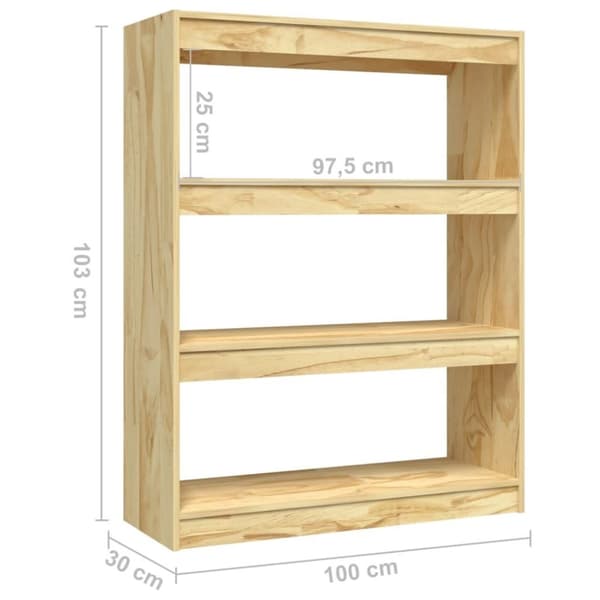 vidaXL bogskab/rumdeler 100x30x103 cm massivt fyrretræ