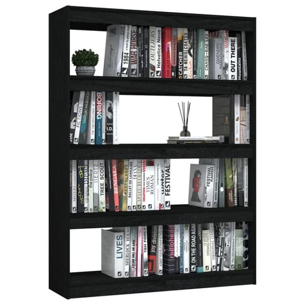 vidaXL bogskab/rumdeler 100x30x135,5 cm massivt fyrretræ sort