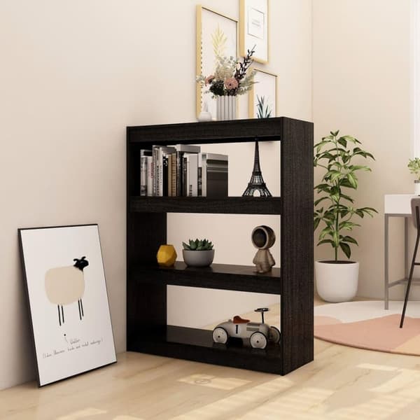 vidaXL bogskab/rumdeler 100x30x103 cm massivt fyrretræ sort