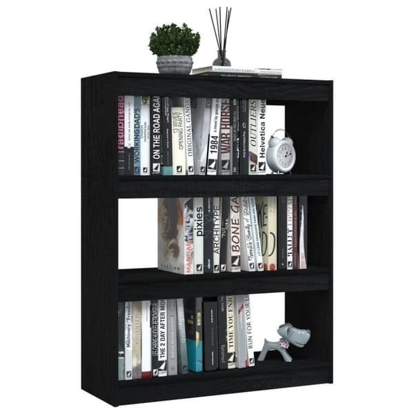 vidaXL bogskab/rumdeler 100x30x103 cm massivt fyrretræ sort