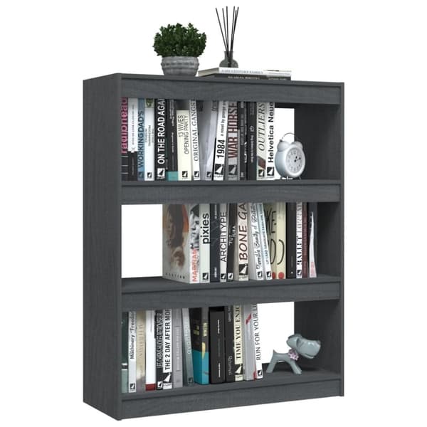 vidaXL bogskab/rumdeler 100x30x103 cm massivt fyrretræ grå