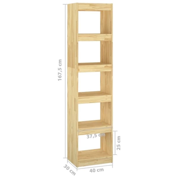 vidaXL bogreol/rumdeler 40x30x167,5 cm massivt fyrretræ