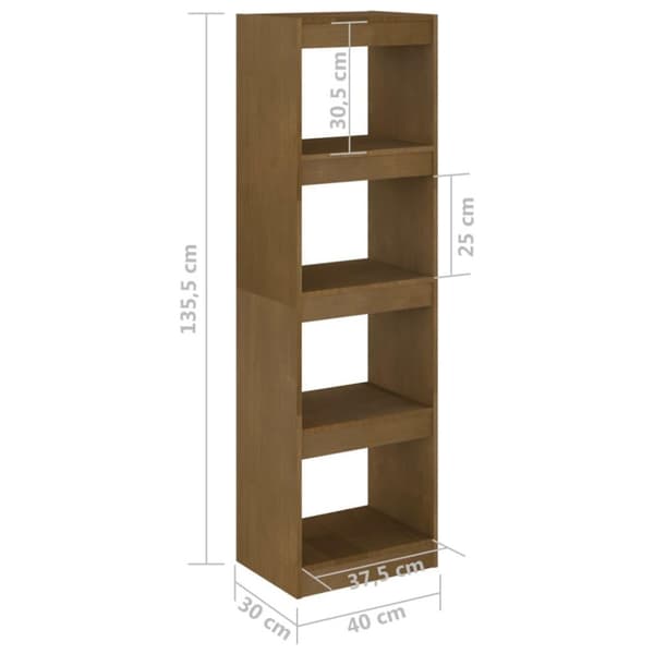 vidaXL Bokhylla/Rumsavdelare honungsbrun 40x30x135,5 cm furu