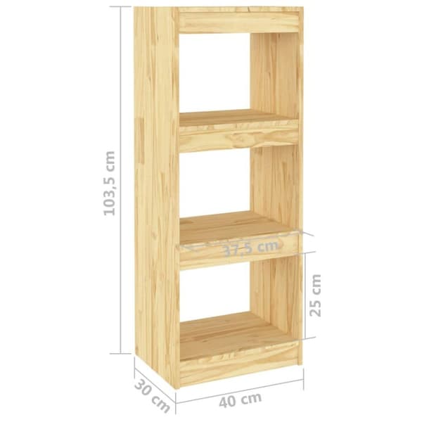 vidaXL Bokhylle/romdeler 40x30x103,5 cm heltre furu