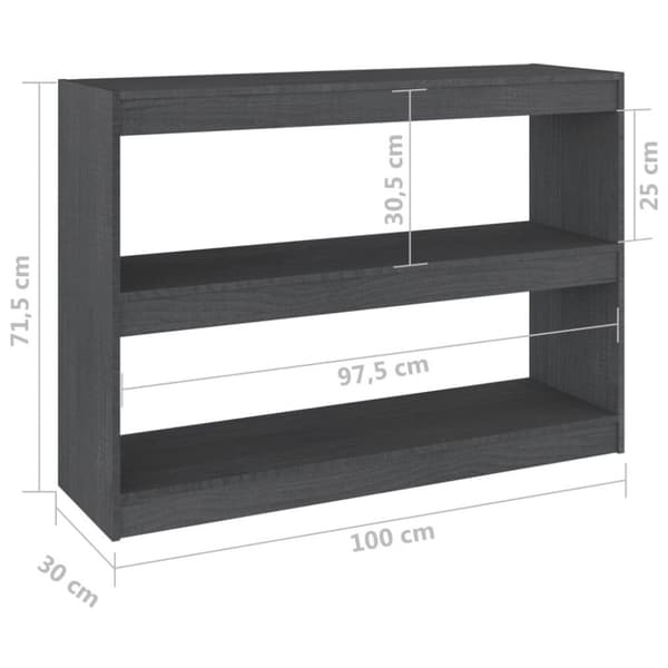vidaXL Bokhylle/romdeler grå 100x30x71,5 cm furu