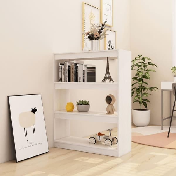 vidaXL bogskab/rumdeler 100x30x103 cm massivt fyrretræ hvid