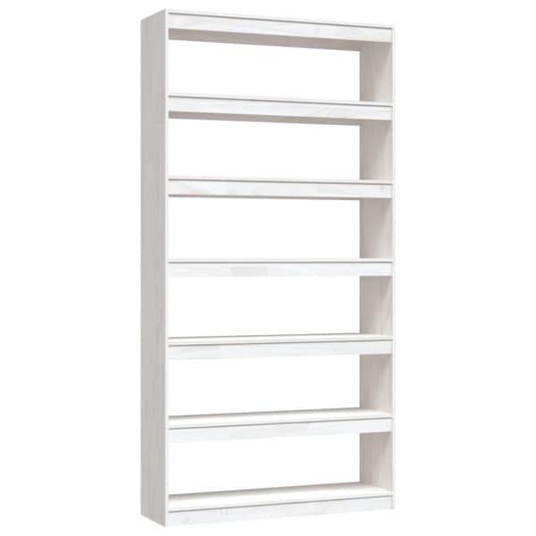 vidaXL Bokhylla/rumsavdelare vit 100x30x200 cm massiv furu