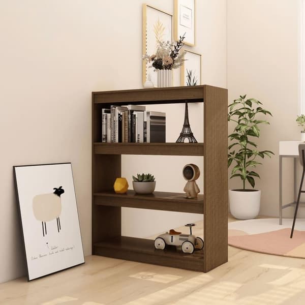 vidaXL Bokhylle/romdeler honningbrun 100x30x103 cm heltre furu