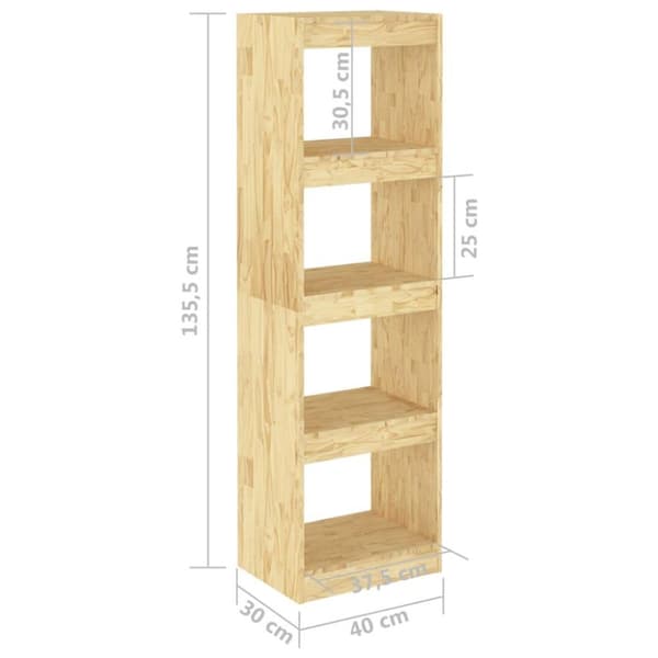 vidaXL bogreol/rumdeler 40x30x135,5 cm massivt fyrretræ