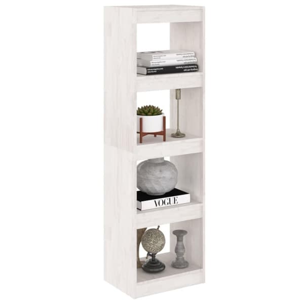 vidaXL Bokhylle/romdeler hvit 40x30x135,5 cm furu