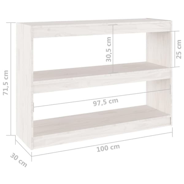 vidaXL bogreol/rumdeler 100x30x71,5 cm fyrretræ hvid