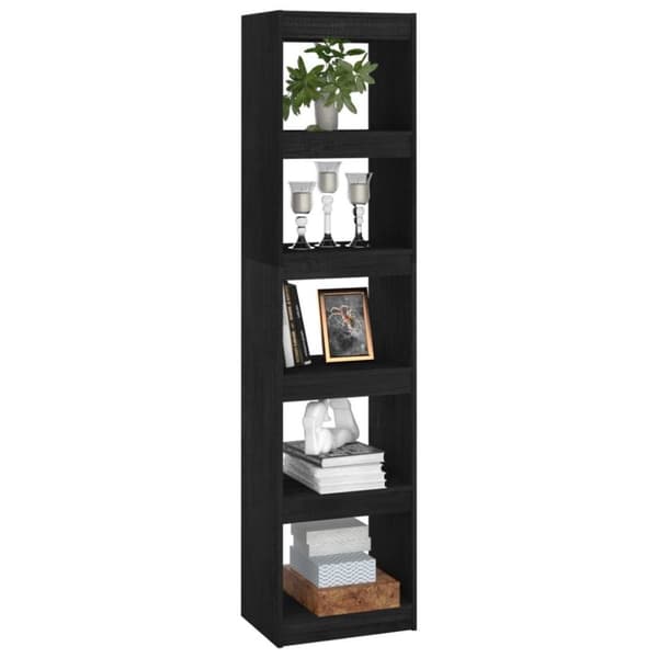 vidaXL bogreol/rumdeler 40x30x167,5 cm massivt fyrretræ sort