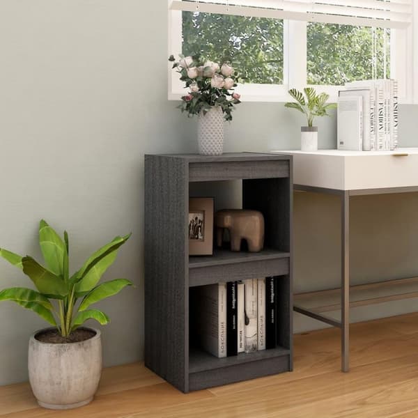vidaXL bogreol 40x30x71,5 cm massivt fyrretræ grå