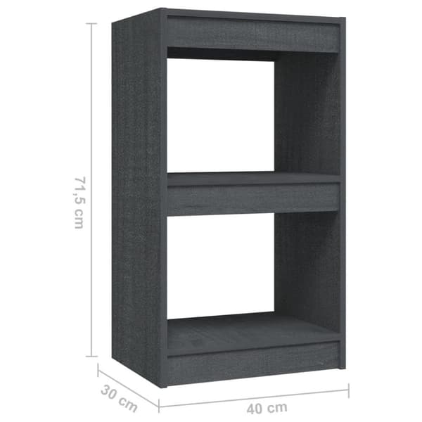 vidaXL bogreol 40x30x71,5 cm massivt fyrretræ grå